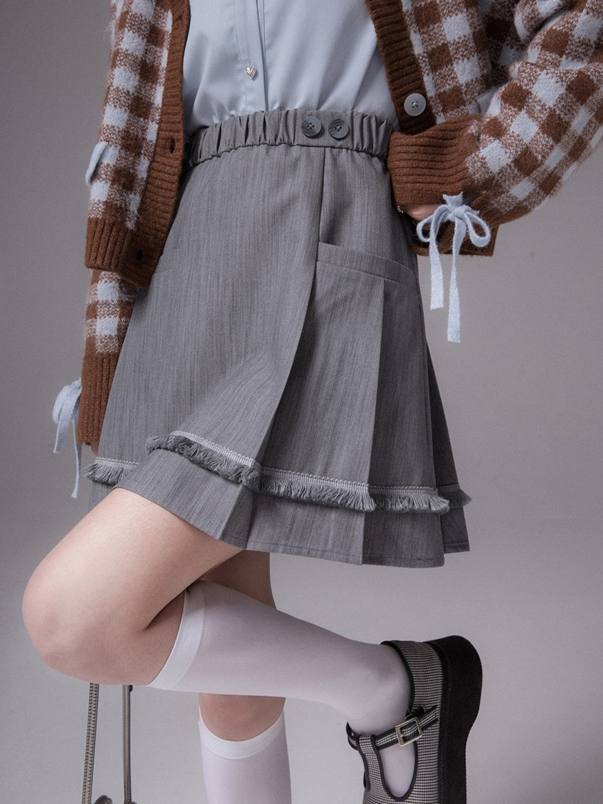 주름 잡은 프린지 스커트