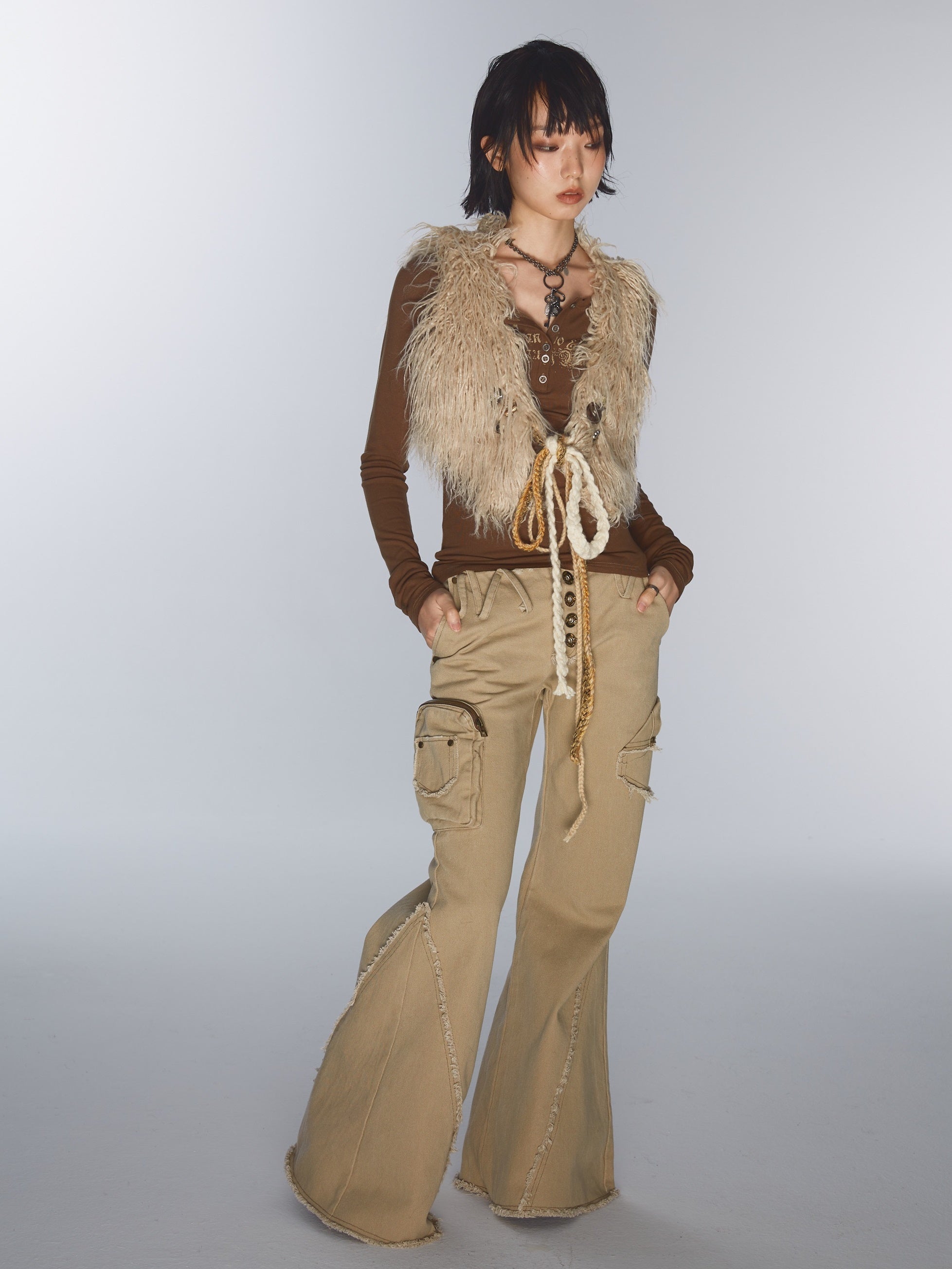 비대칭 헴 슈퍼 쇼트 조끼