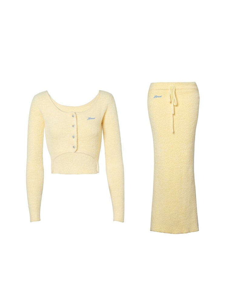 모피 짧은 가디건 및 치마