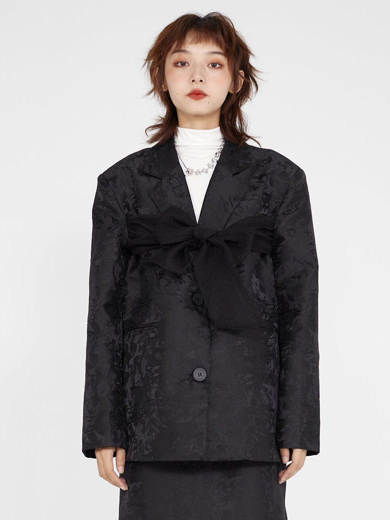 New CHINESE STYLE EMBROIDERED BOW JACKET