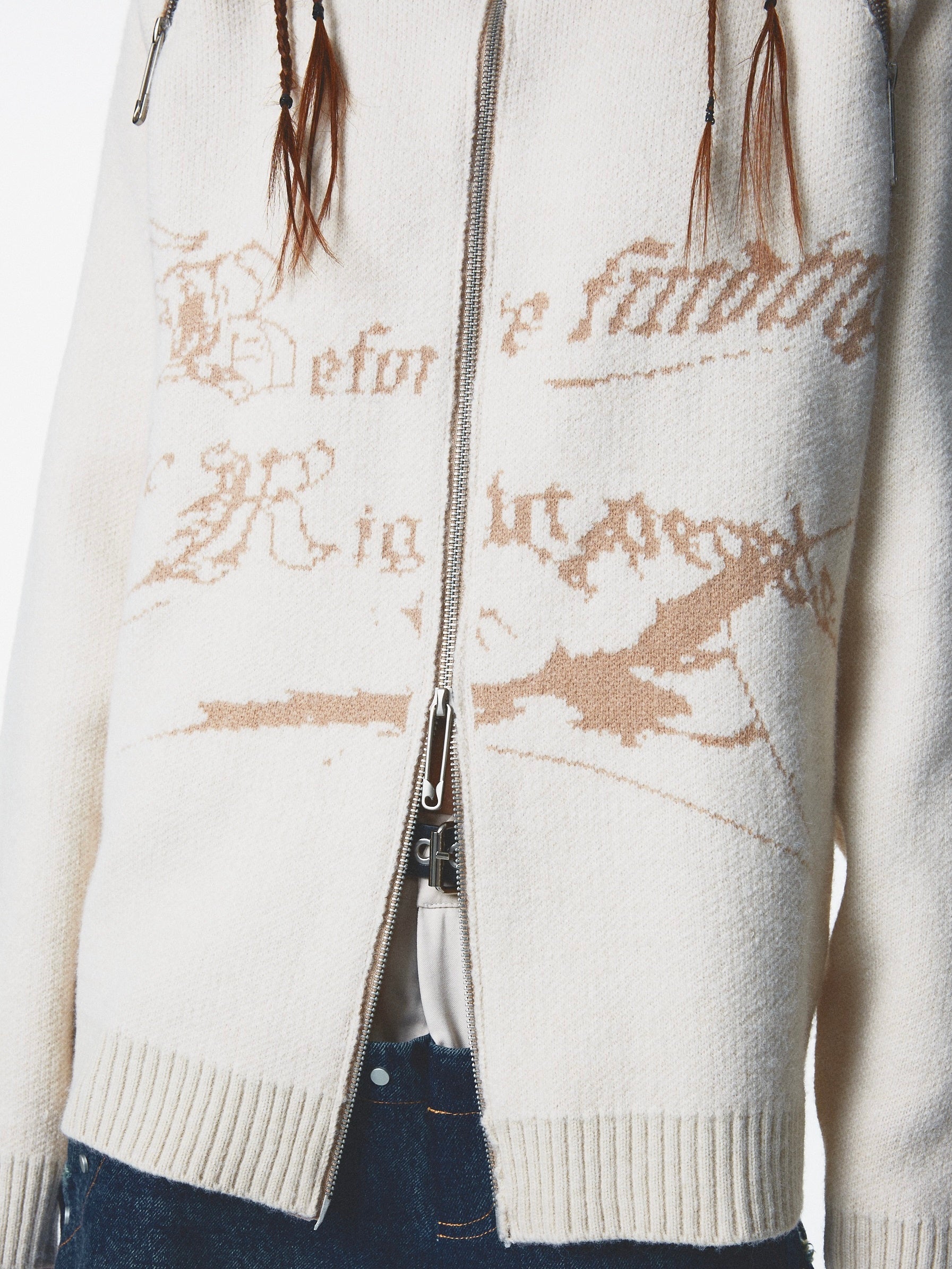 Ultra-high Collar Double Zipper Hole Sweater Jacket
