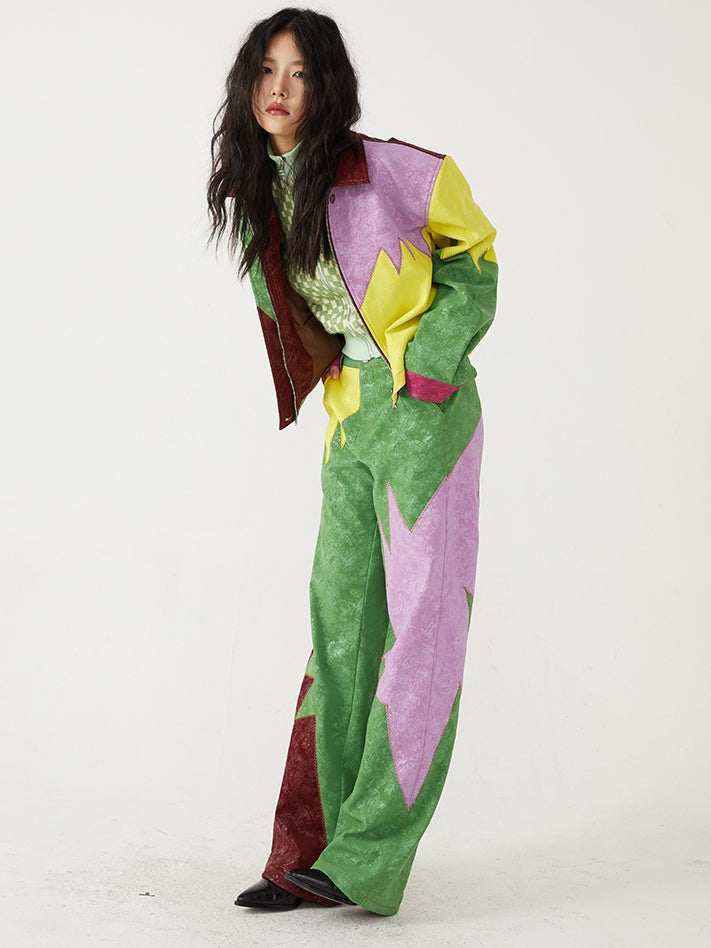 Stitching -Kontrastfarbe Faux Lederhosen