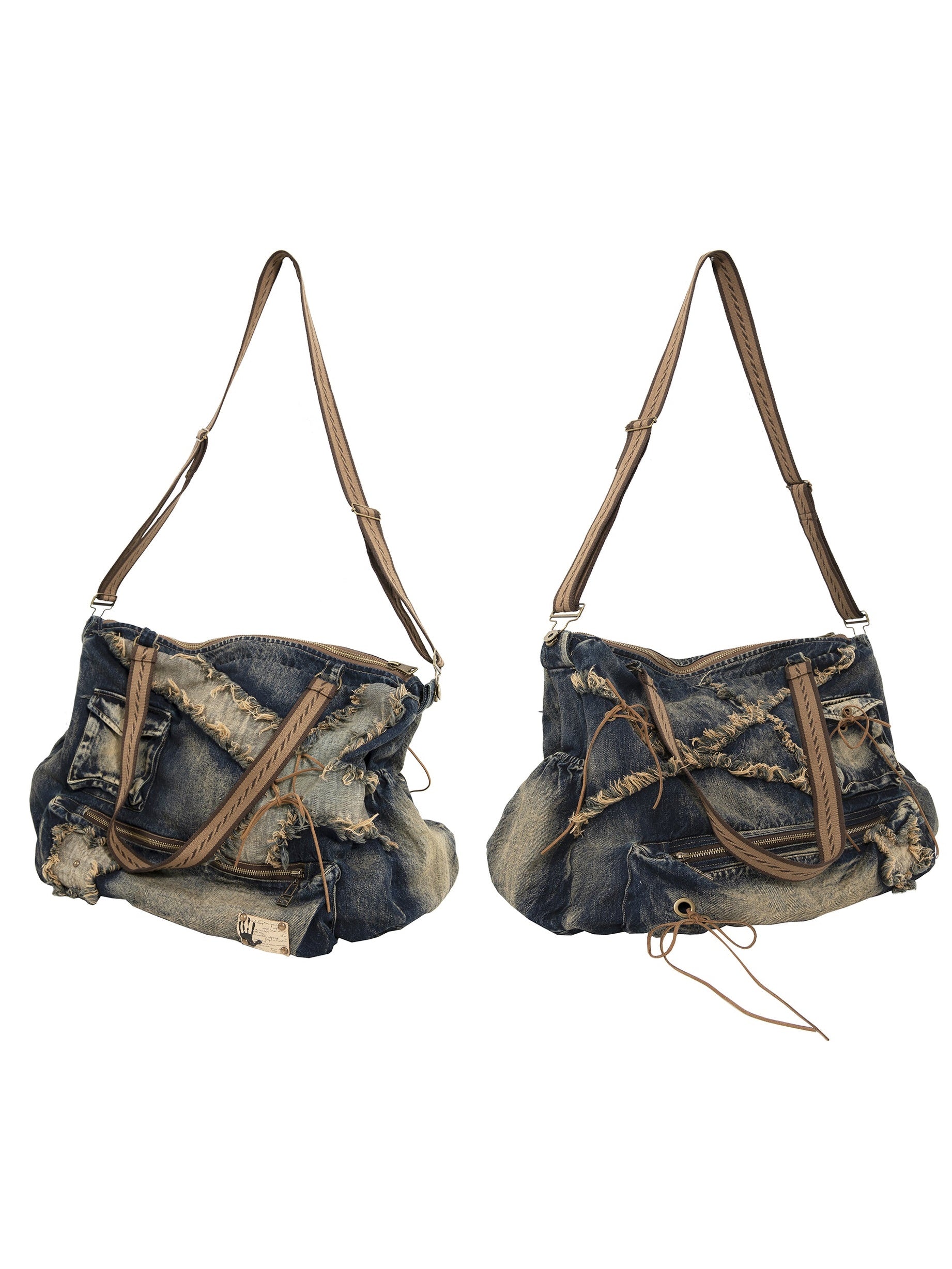 Heavy Industrial Washing Large Denim Shoulder Bag