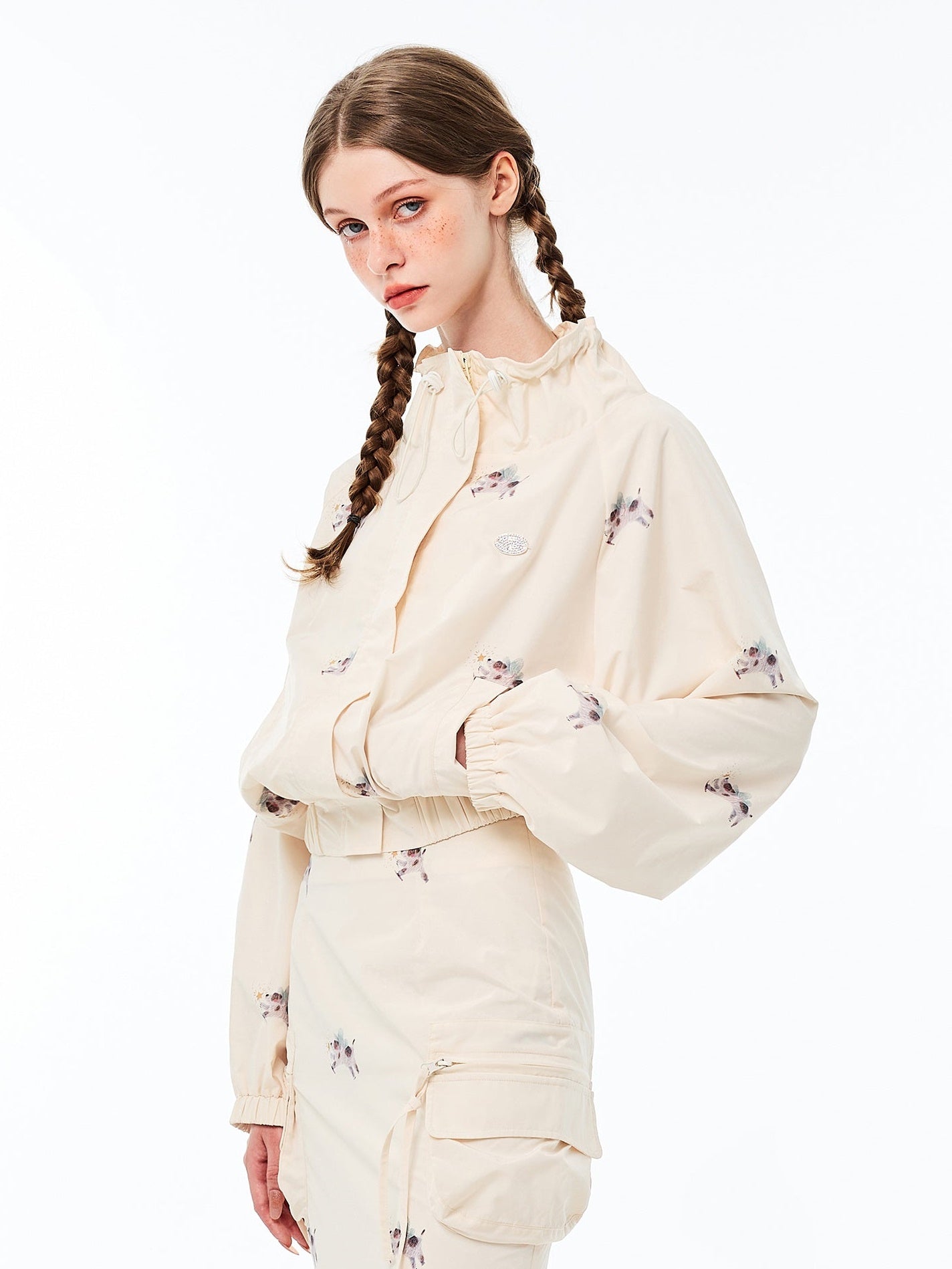 DRAWSTRING SHORT JACKET & MERMAID SKIRT