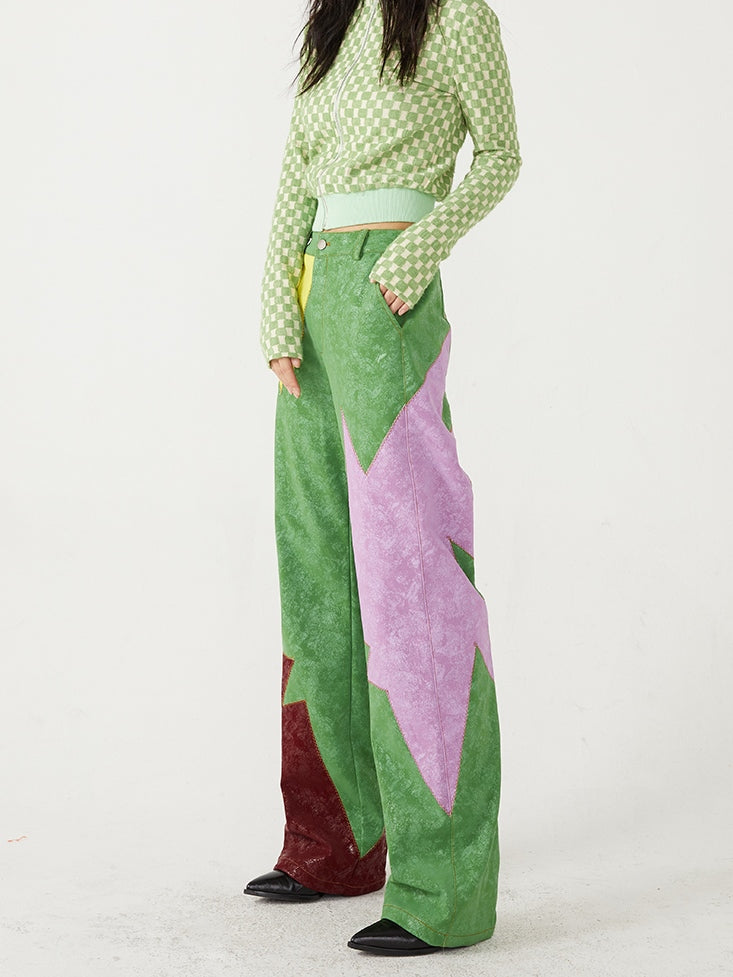 Stitching -Kontrastfarbe Faux Lederhosen