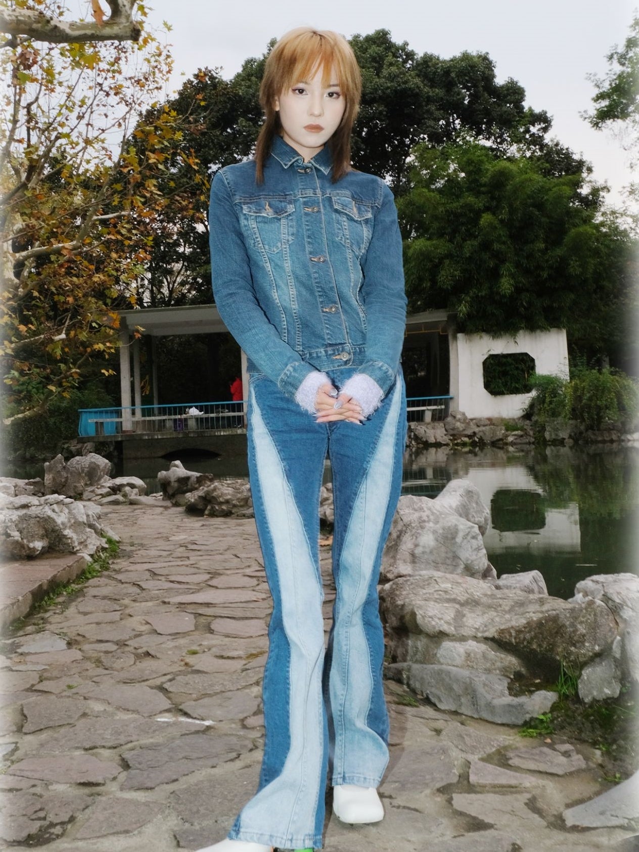 Panel Split Stretch Jeans