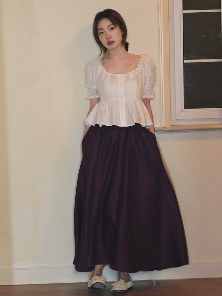 Französischer Spitzenpuffhemd Hemd