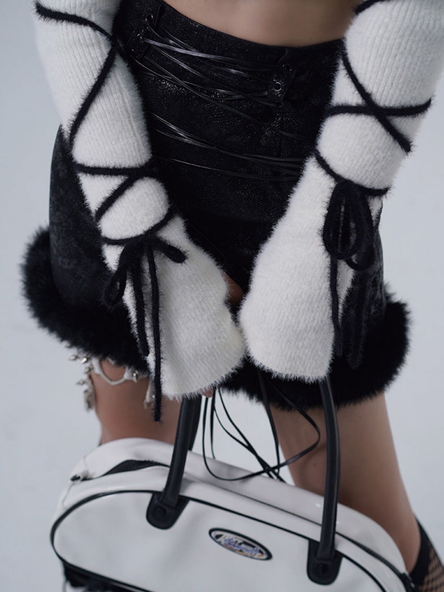 Y2K Knitted TurtleNeck Top & Armwarmer