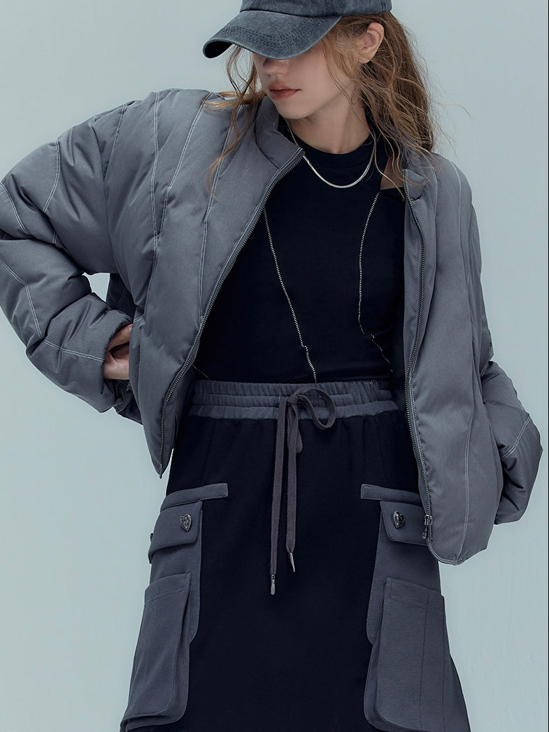 Lightweight Staggered Quilted Down Jacket