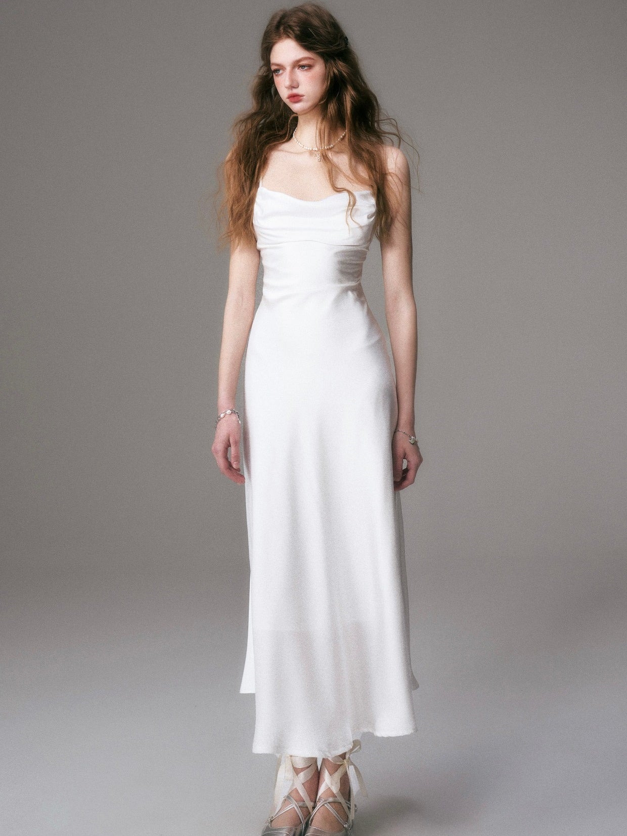 스윙 슬링 긴 드레스