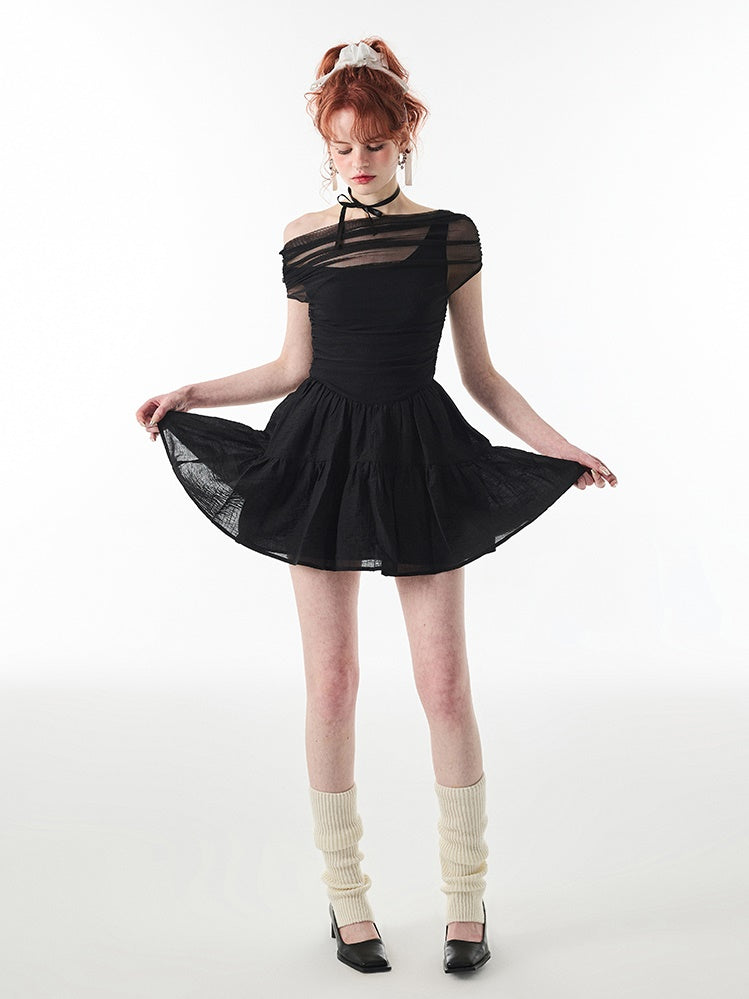 One-Shoulder Slim Fit Tüllkleid
