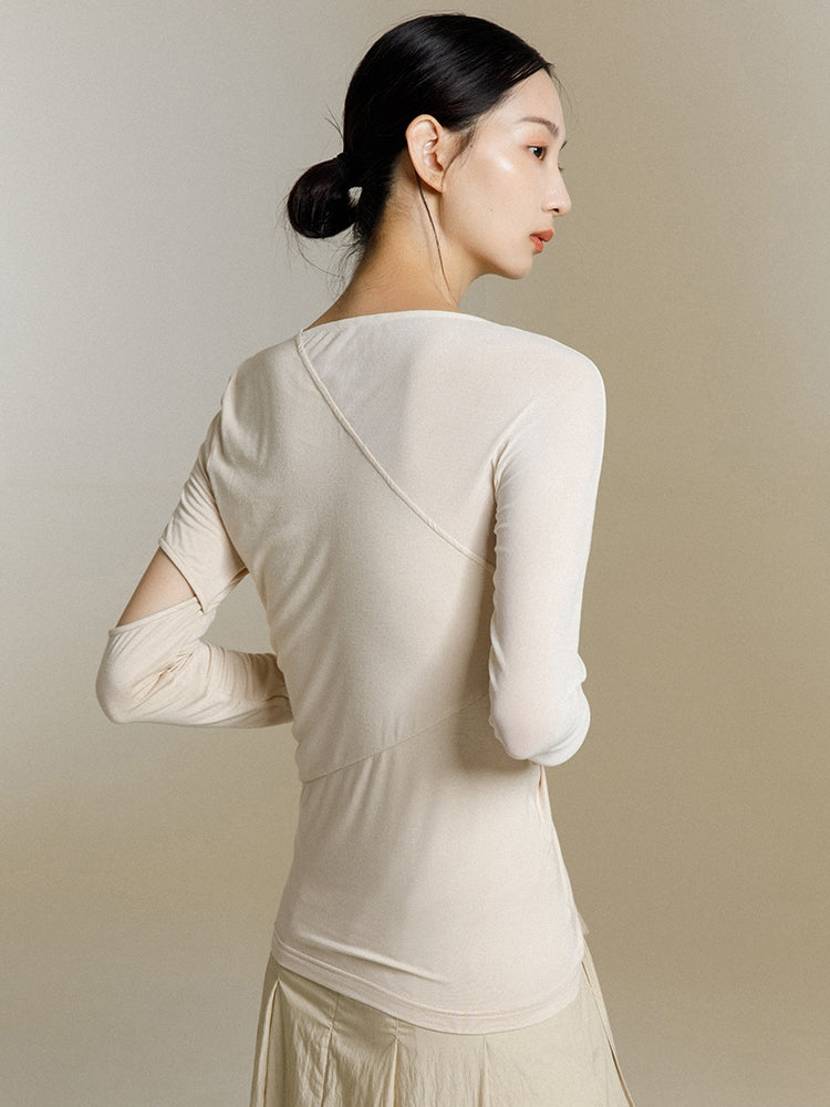 Broken Sleeve Bottoming T-shirt