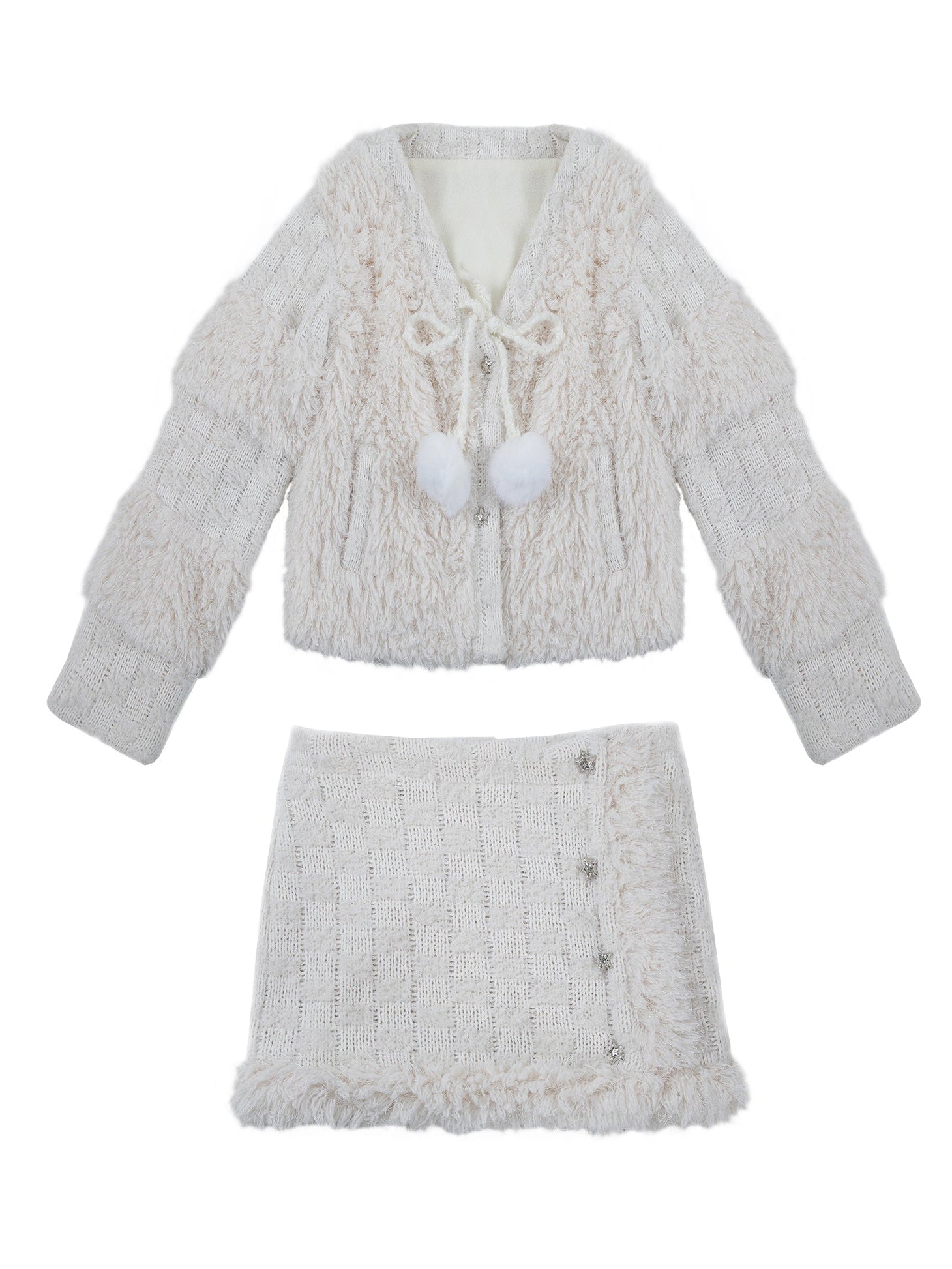 대학 바람과 푹신한 재킷 및 스커트