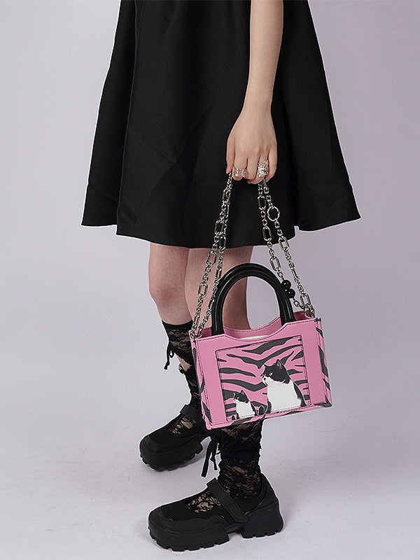 Leopard & Cat Small Square Bag