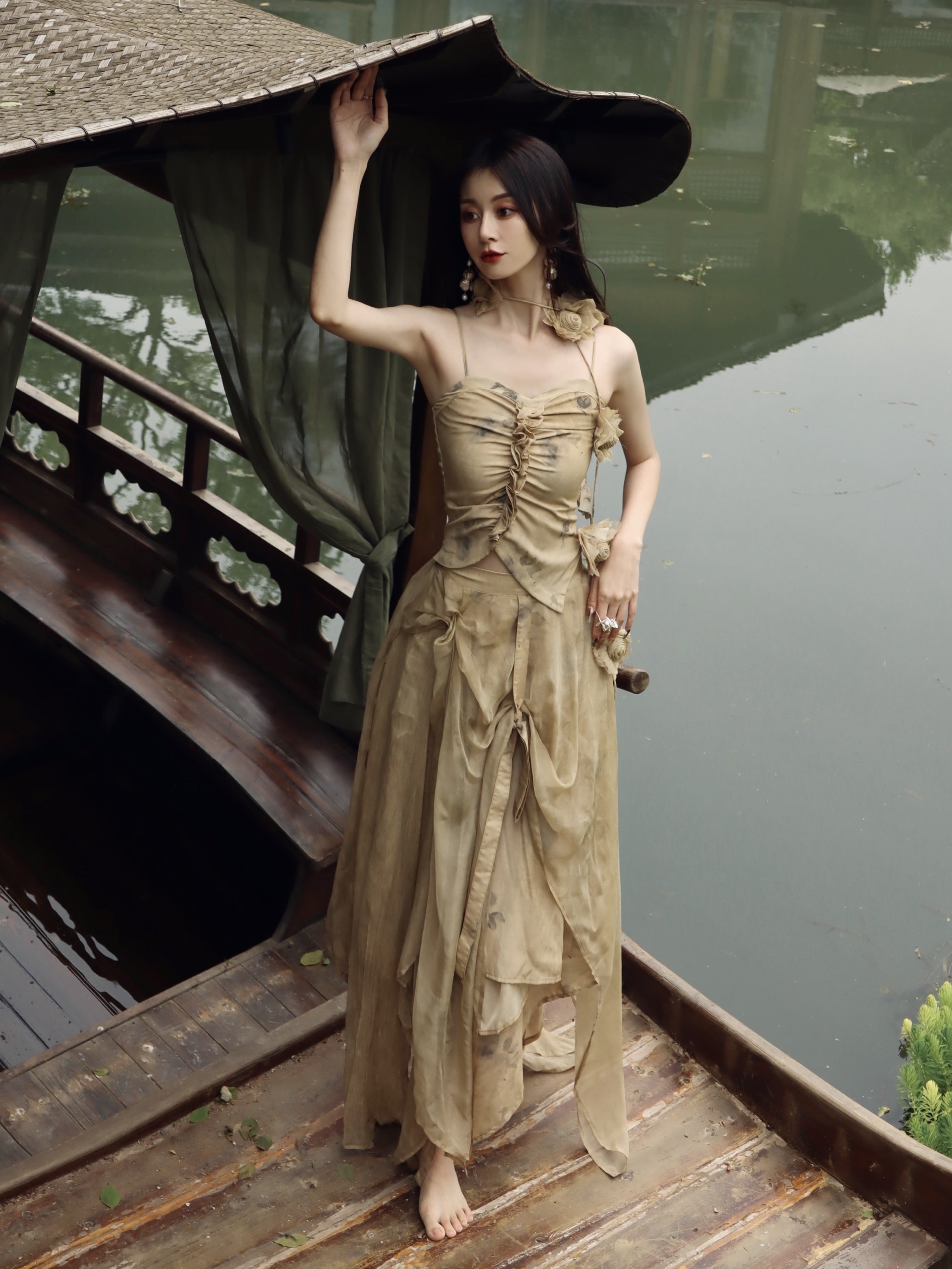 실크 A- 라인 치마