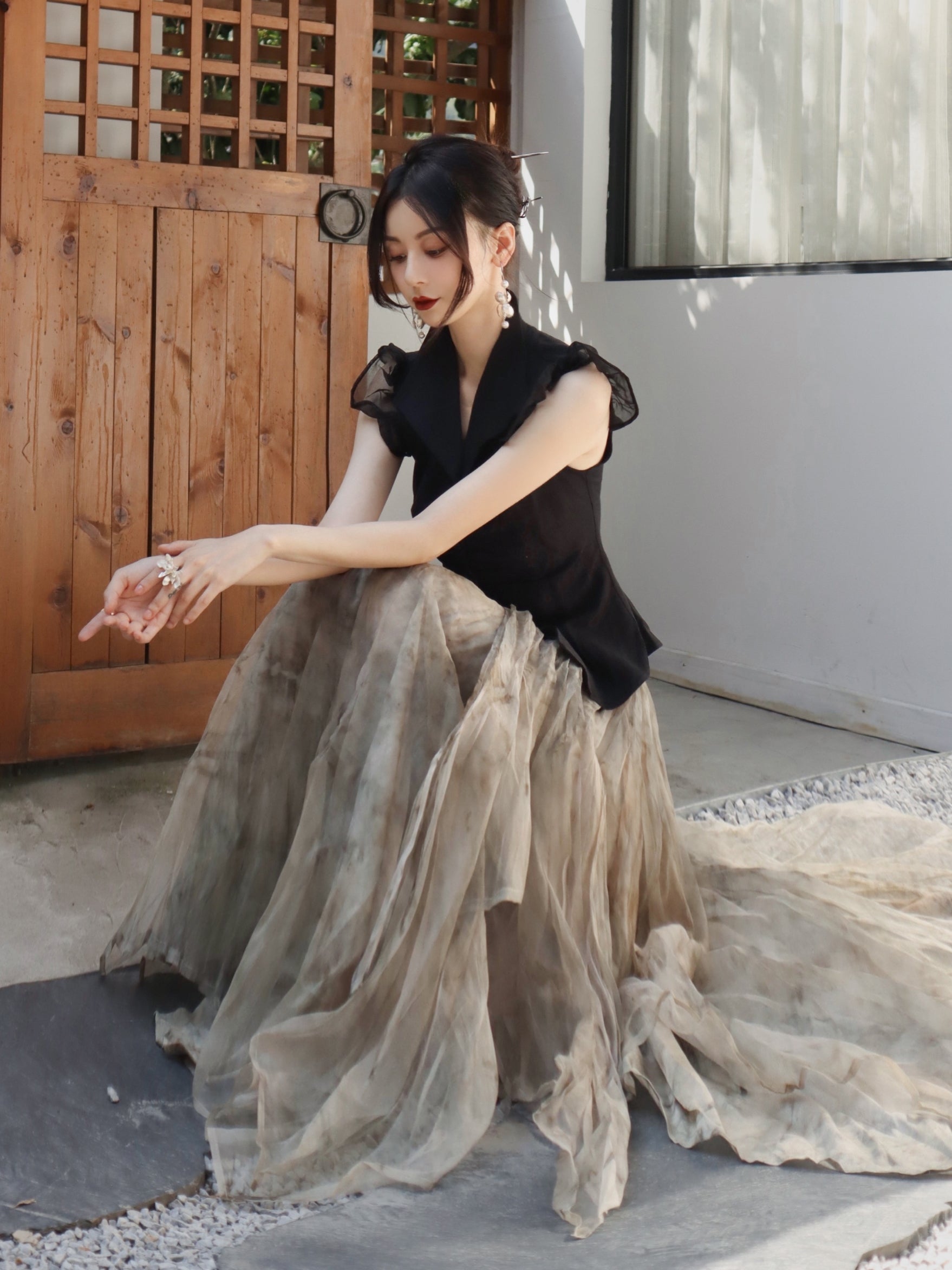 Flying Sleeve Plissee Hemd