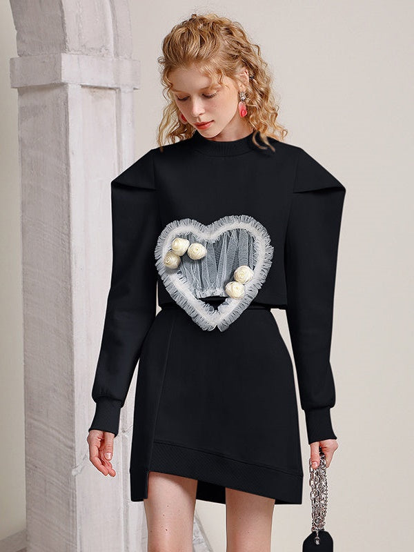 Mesh Love Stitch Top & Slimming IRREGULAR WRAP HIP SKIRT SETUP