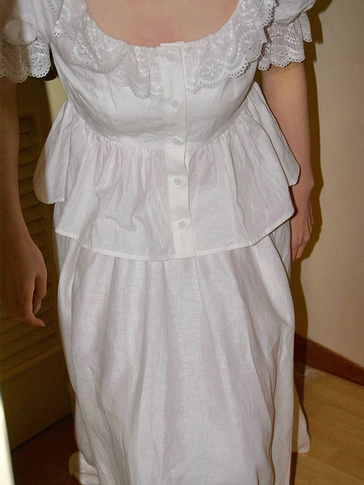 Französischer Spitzenpuffhemd Hemd