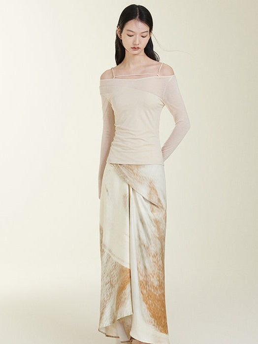 Fake Two ONE-WORD COLLAR BOTTOMING T-SHIRTS