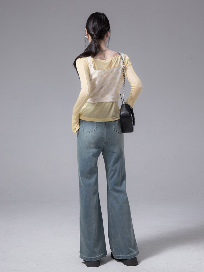 Thin Base T-shirt & Lace-up Vest Set-up