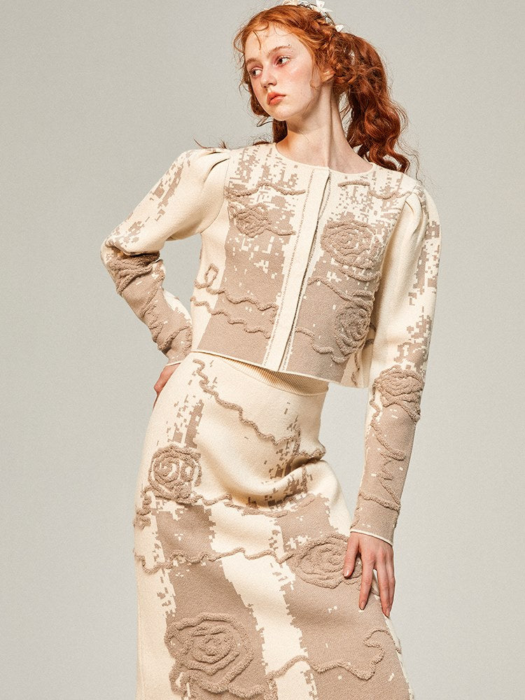 Jacquard Knitted Jacket & Skirt