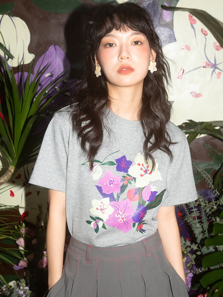 SAKURA PRINT LOOSE SLEEVE T-SHIRT
