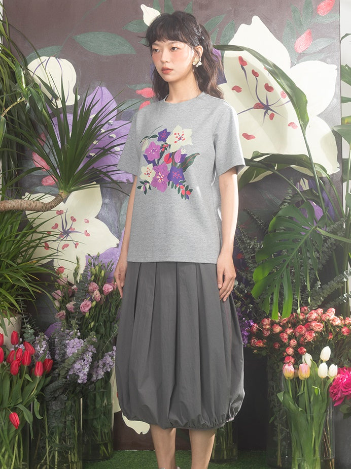 SAKURA PRINT LOOSE SLEEVE T-SHIRT