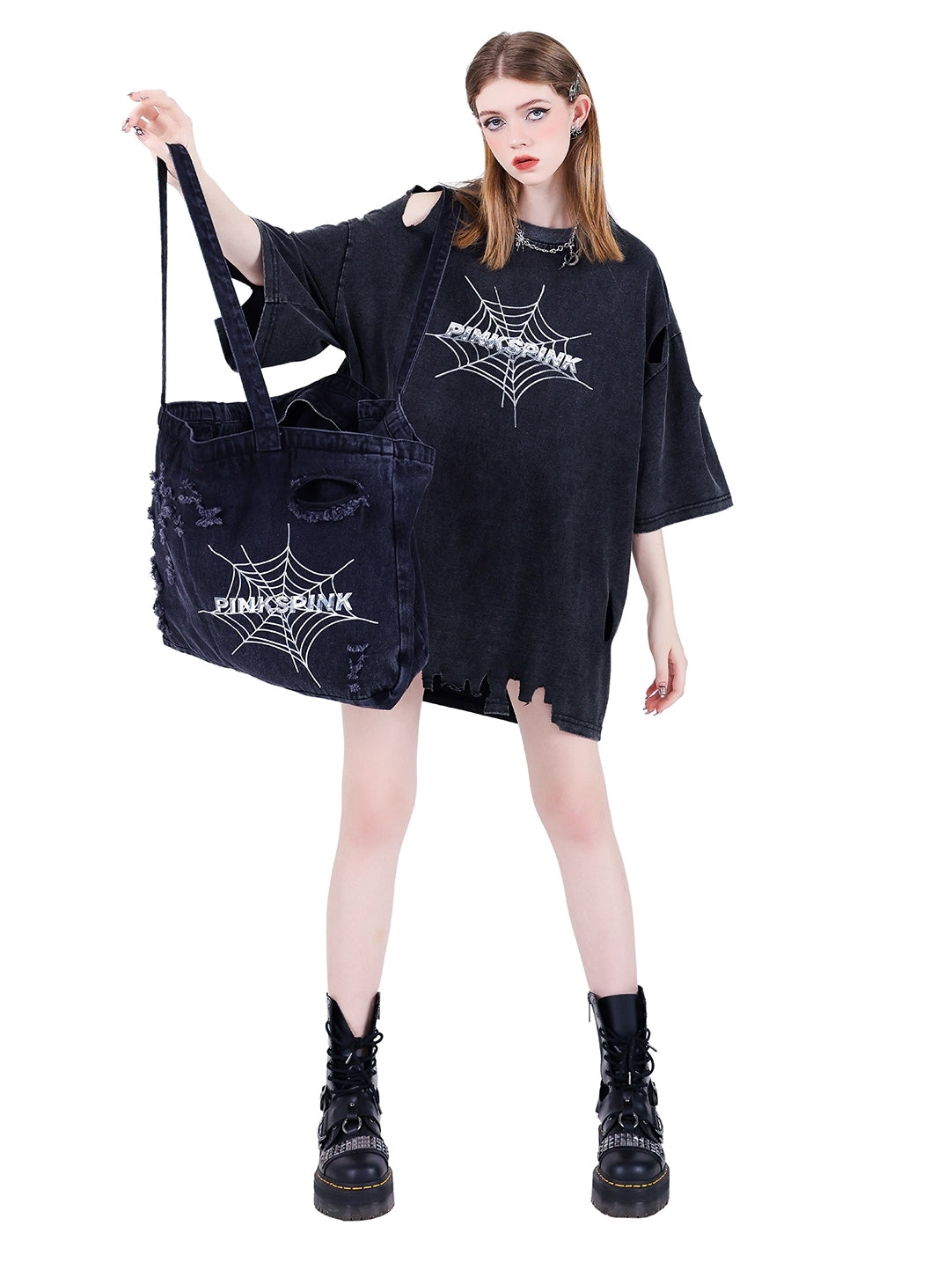 거미 Y2K 데님 백