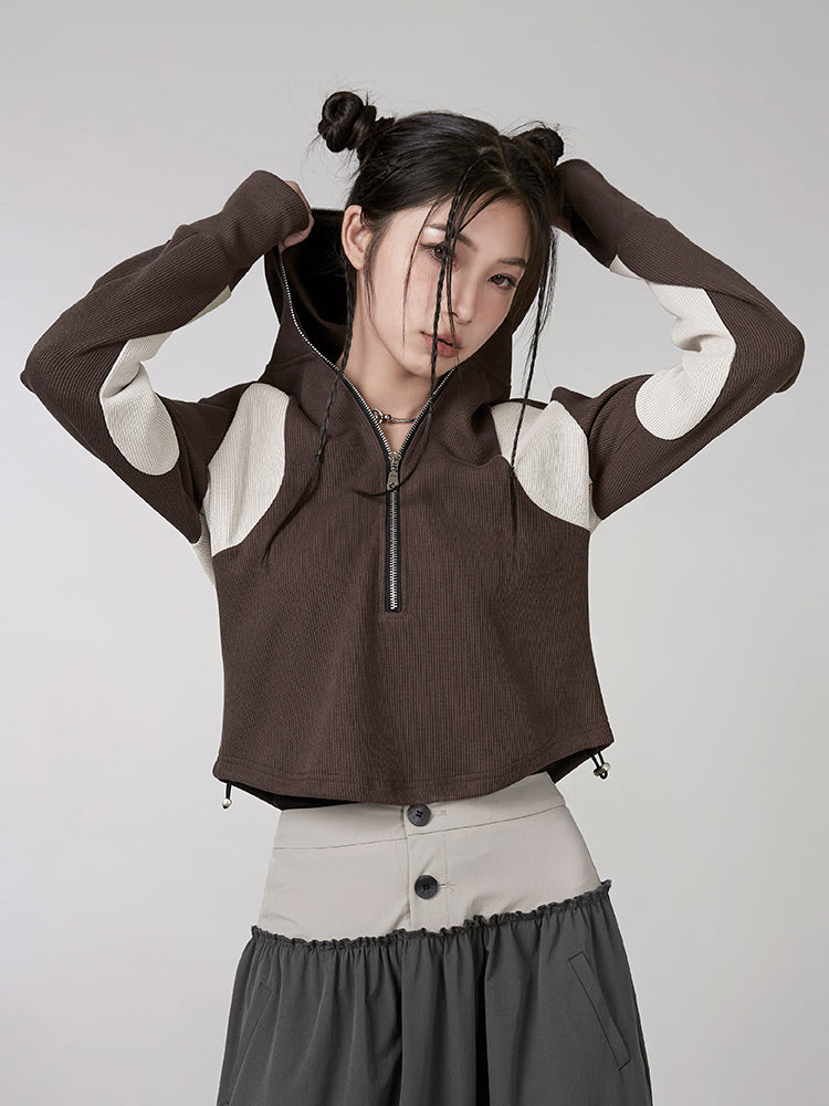 Contrast Color Pullover Hoodie