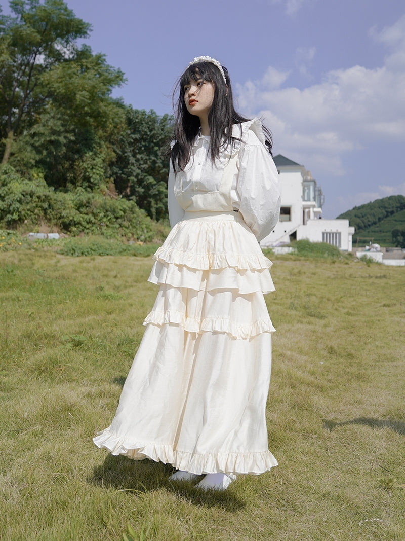 Abgestufte Retro Retro Fluffy Maid Ein Stück