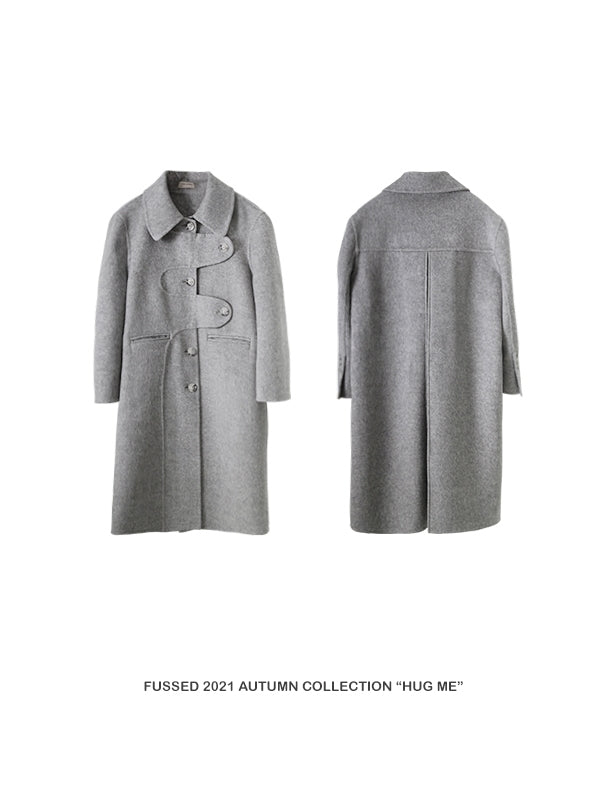 니치 양모 긴 코트