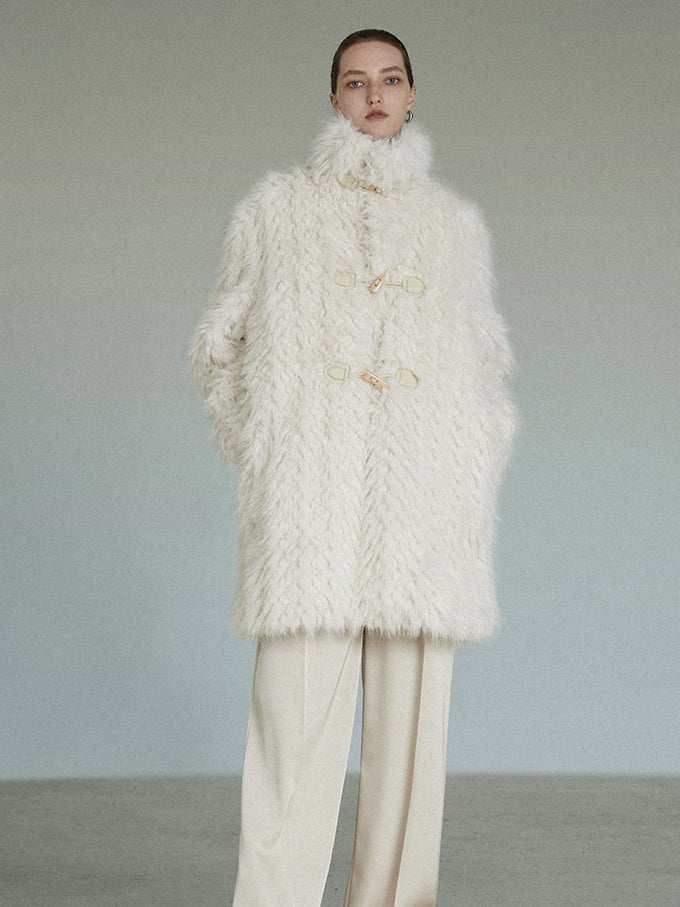 Fluffy BOA FUR MATURE MIDDLE STAND-COLLAR JACKET