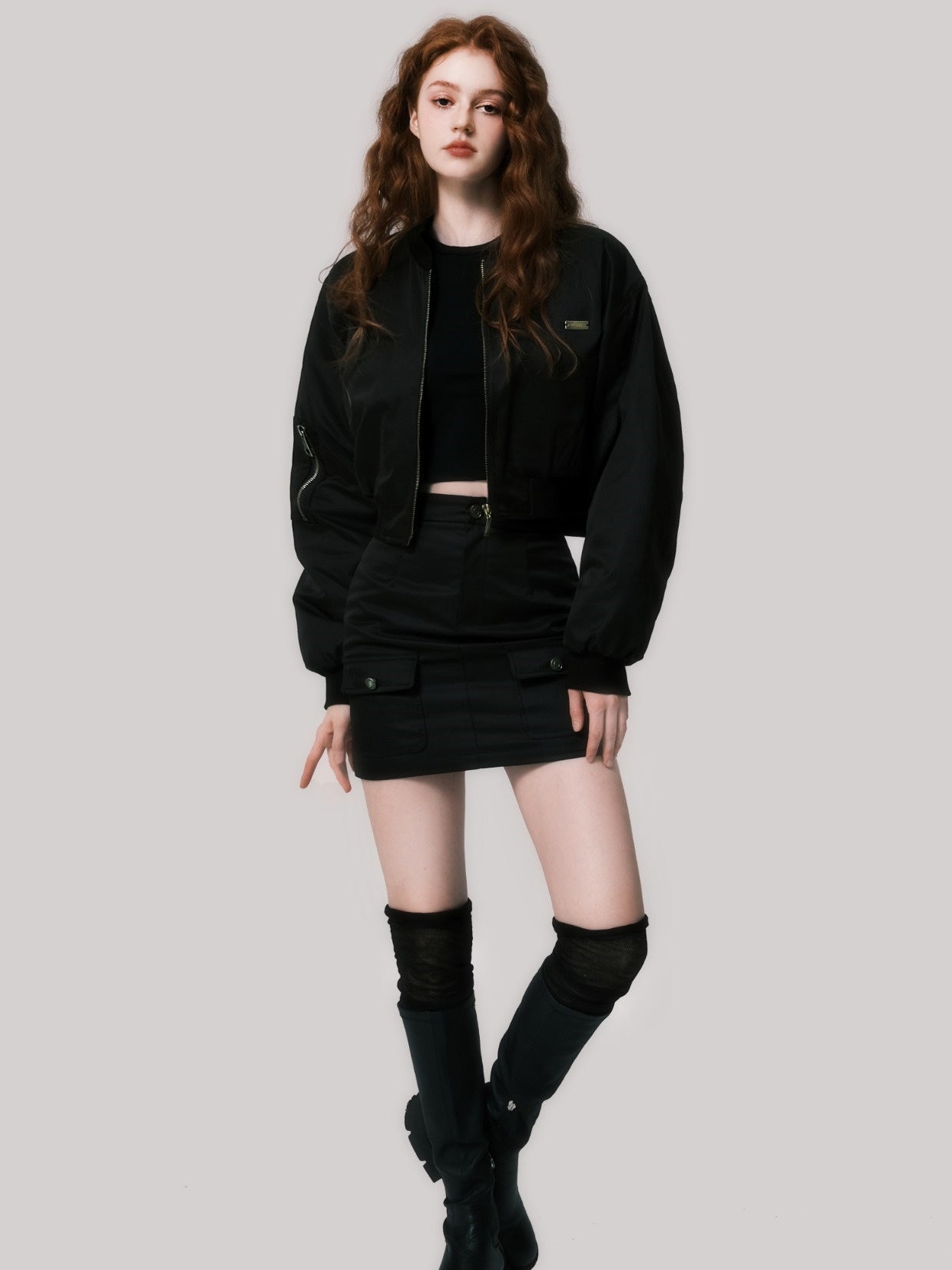 Jacket et jupe courte de baseball matelassé