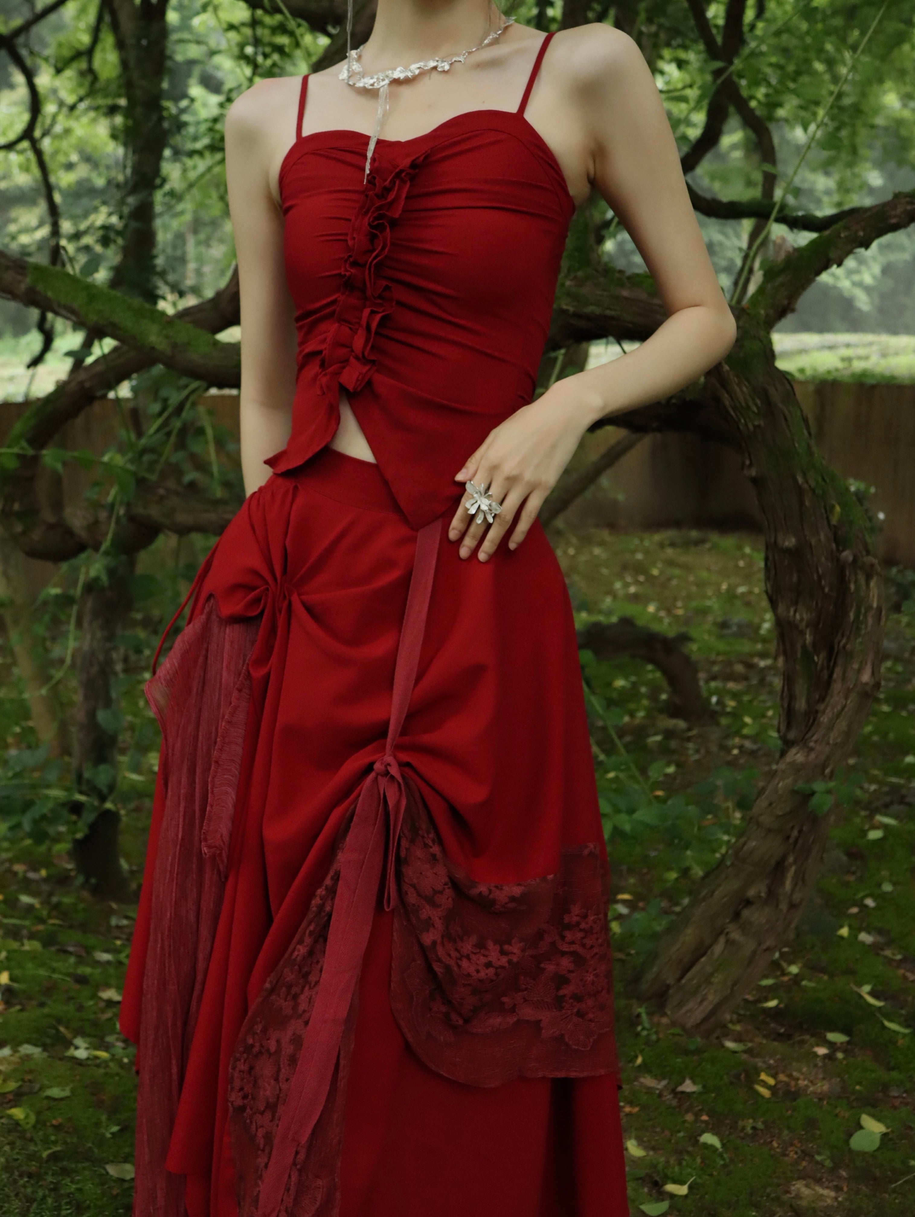 Seidennähte a-line-Spitzenrock