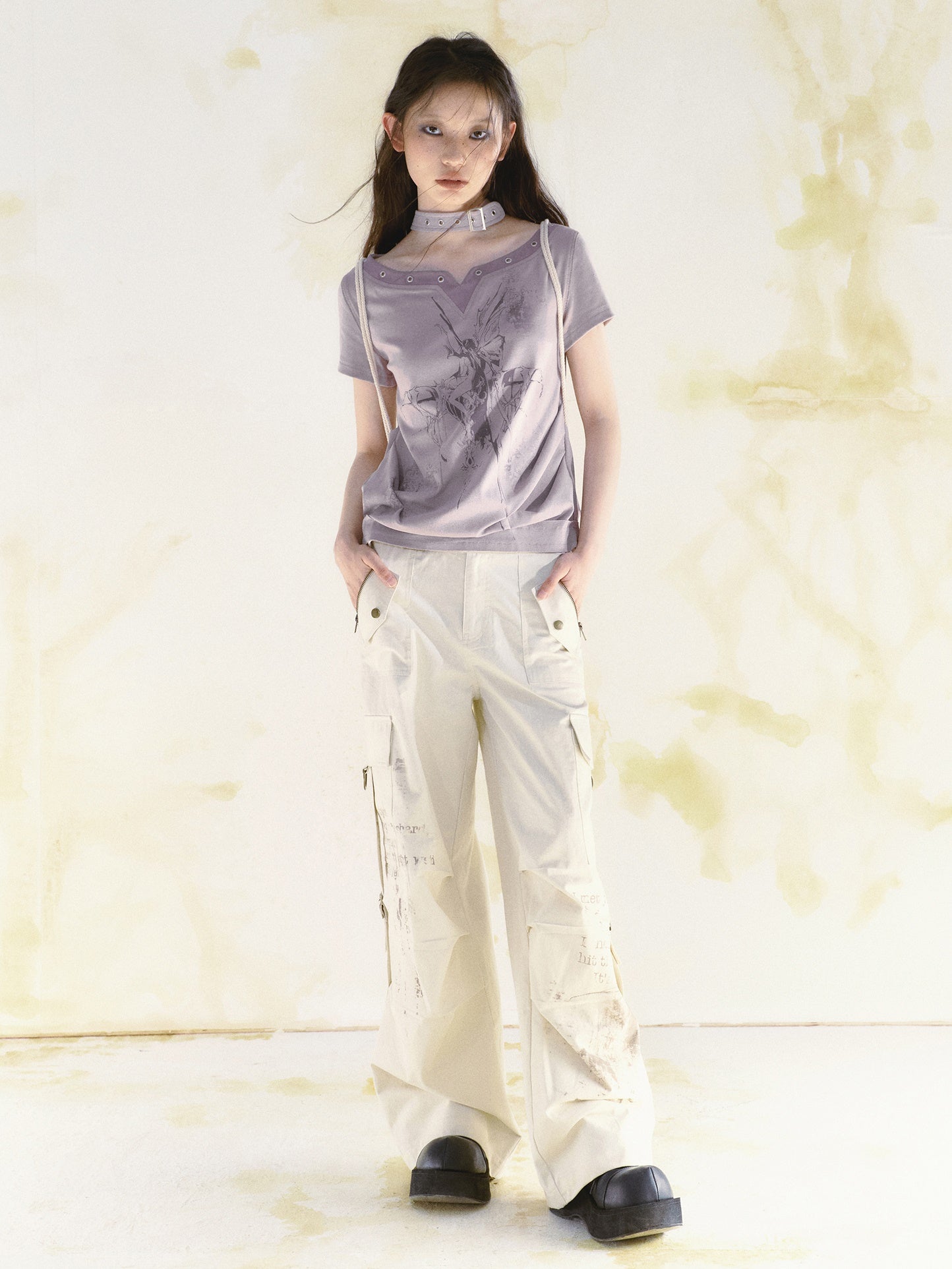 Multi Pocket Wide Leg Pants