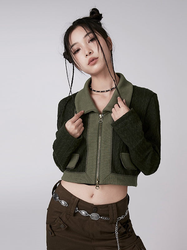 짧은 트위스트 뜨개질 재킷