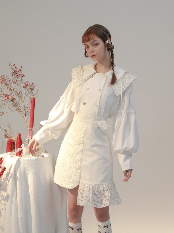 Asymétrie douce jupe chic en dentelle