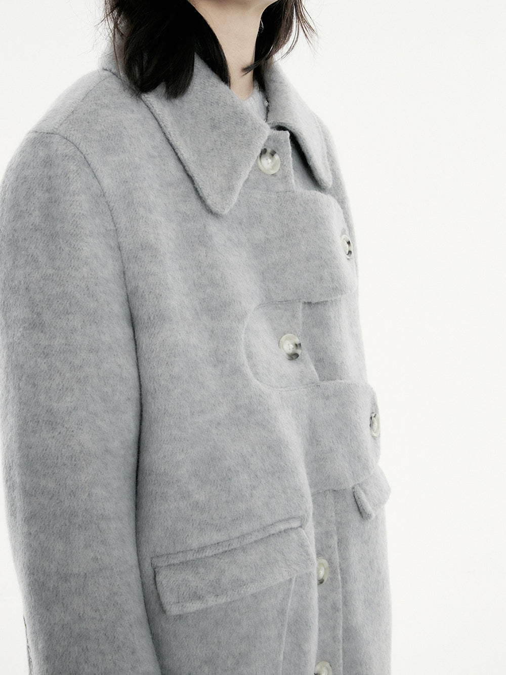 니치 양모 긴 코트