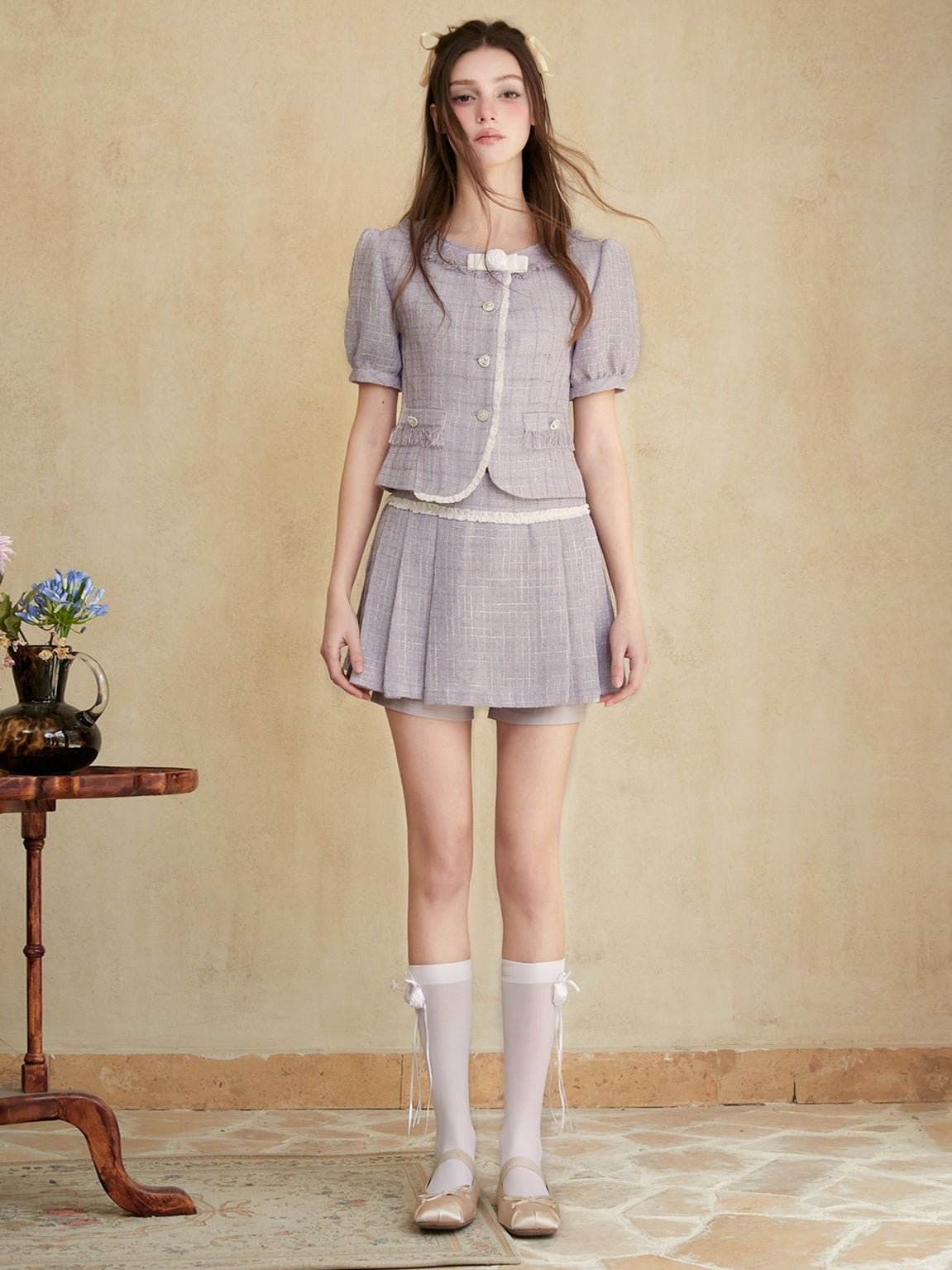 Parfum veste et jupe à manches courtes sans col