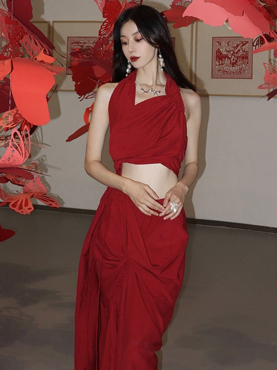 Irregular Sleeveless Halter Top