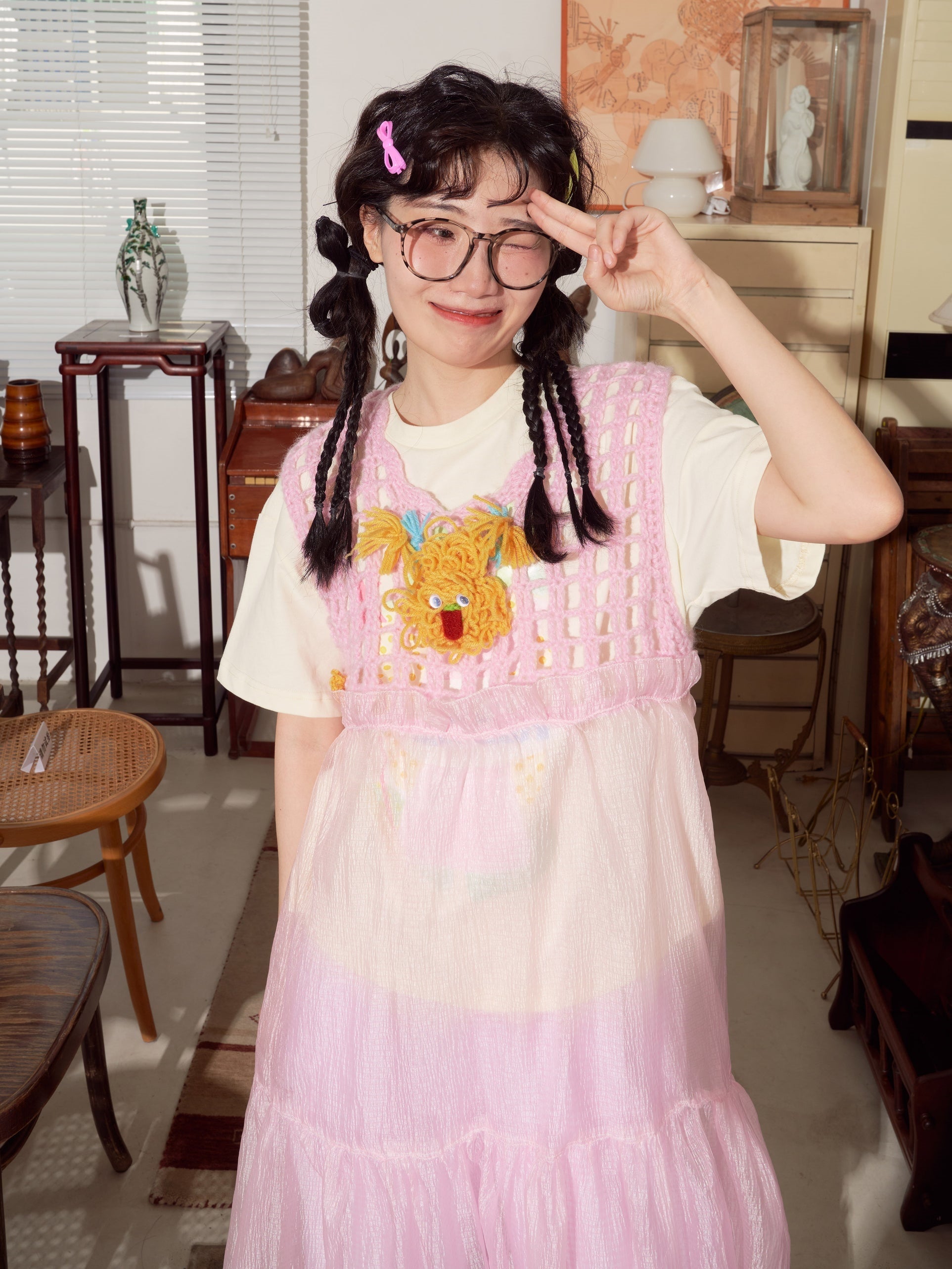 핸드 깨우기 모직 조끼