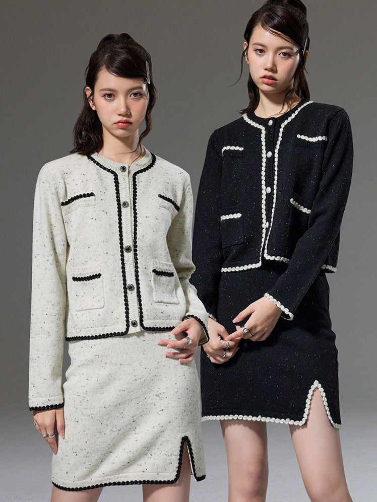 Strickjacke und Rock Strickstrick