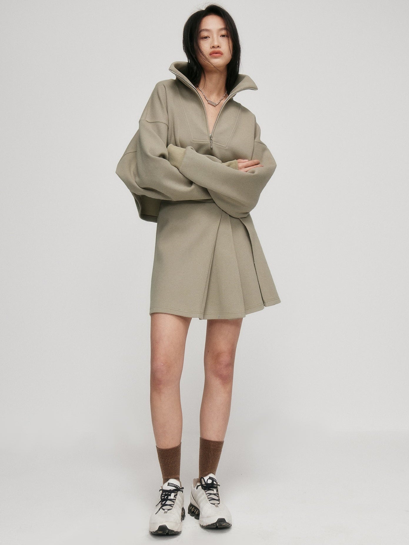 Racer-PLEATED A-LINE SKIRT
