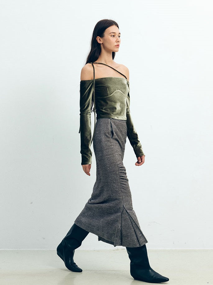 3D Falten Slim Fit gerader Rock