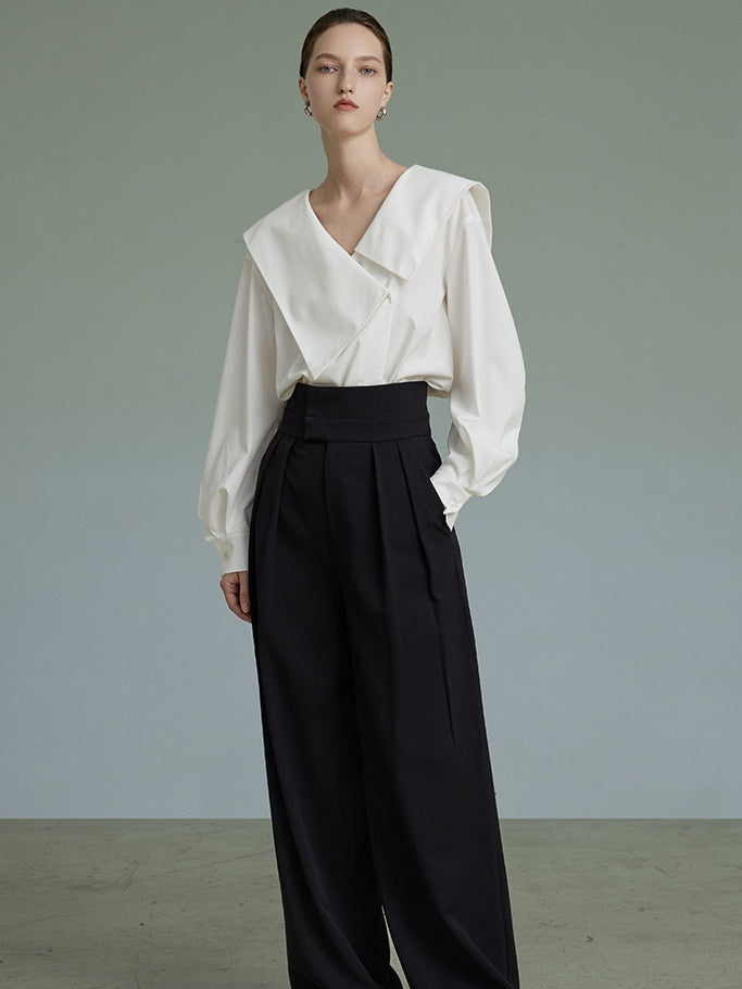 비대칭 V 넥 셔츠