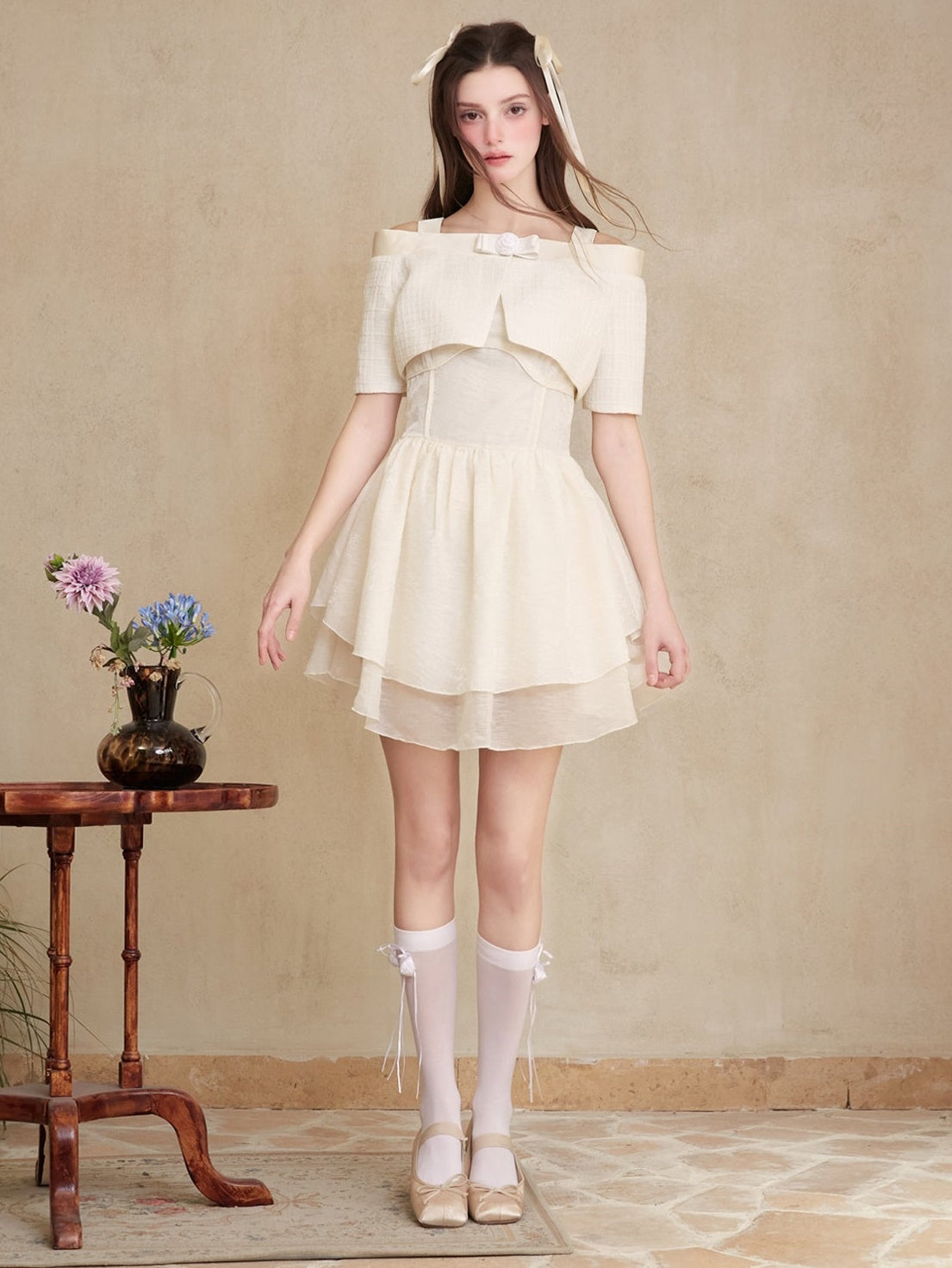 Camisole Short Dress & Cropped Strap Jacket