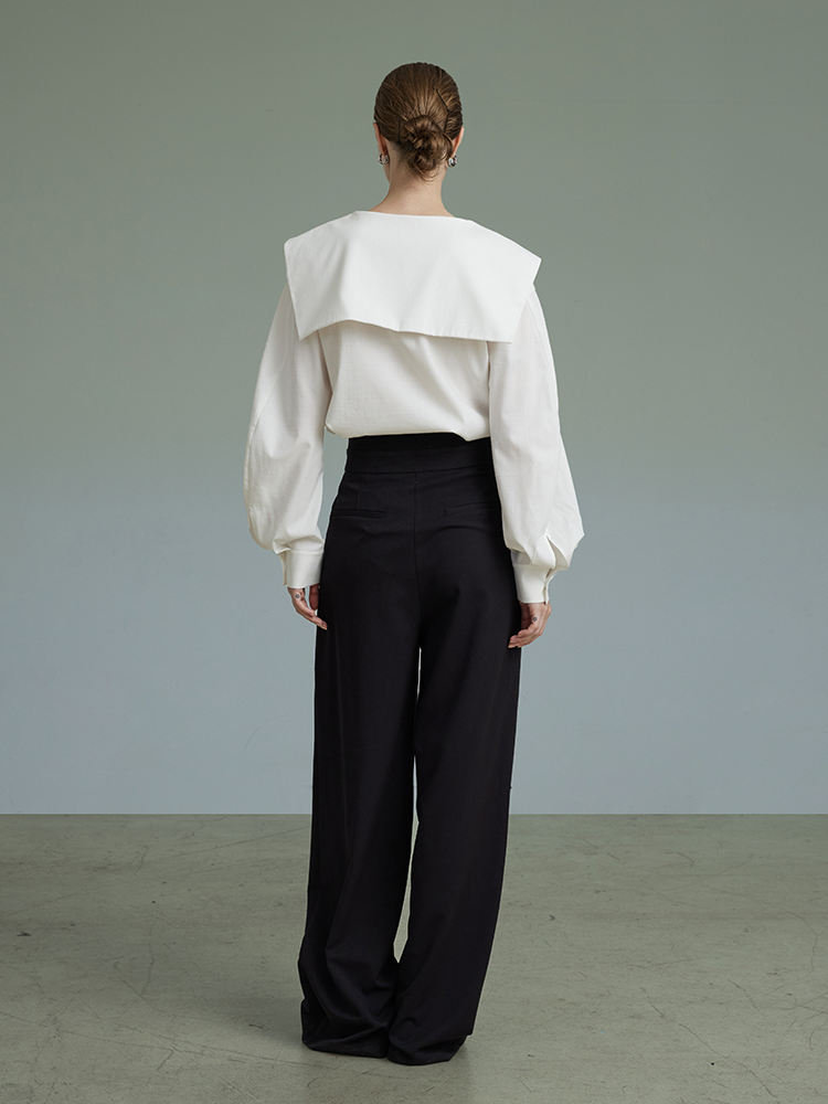 비대칭 V 넥 셔츠