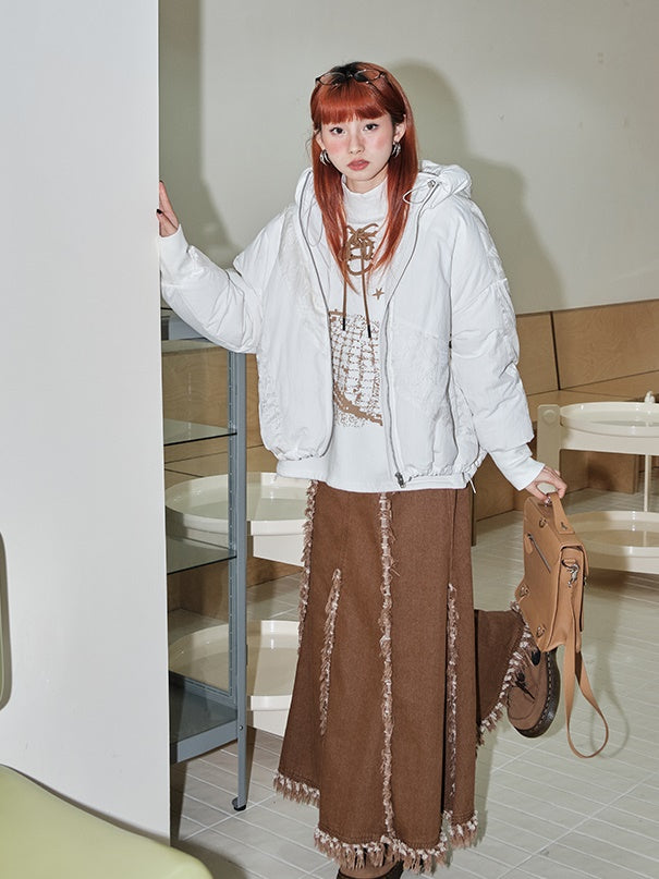 Schmetterlingstextur kurz Down Jacke