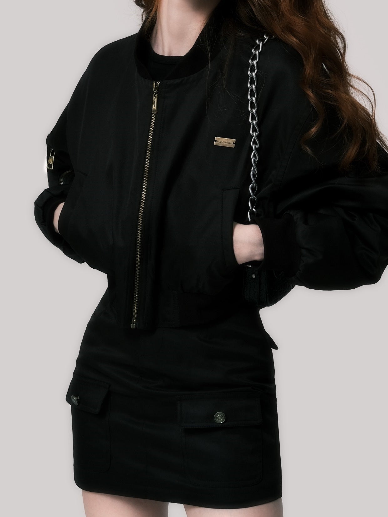 Jacket et jupe courte de baseball matelassé