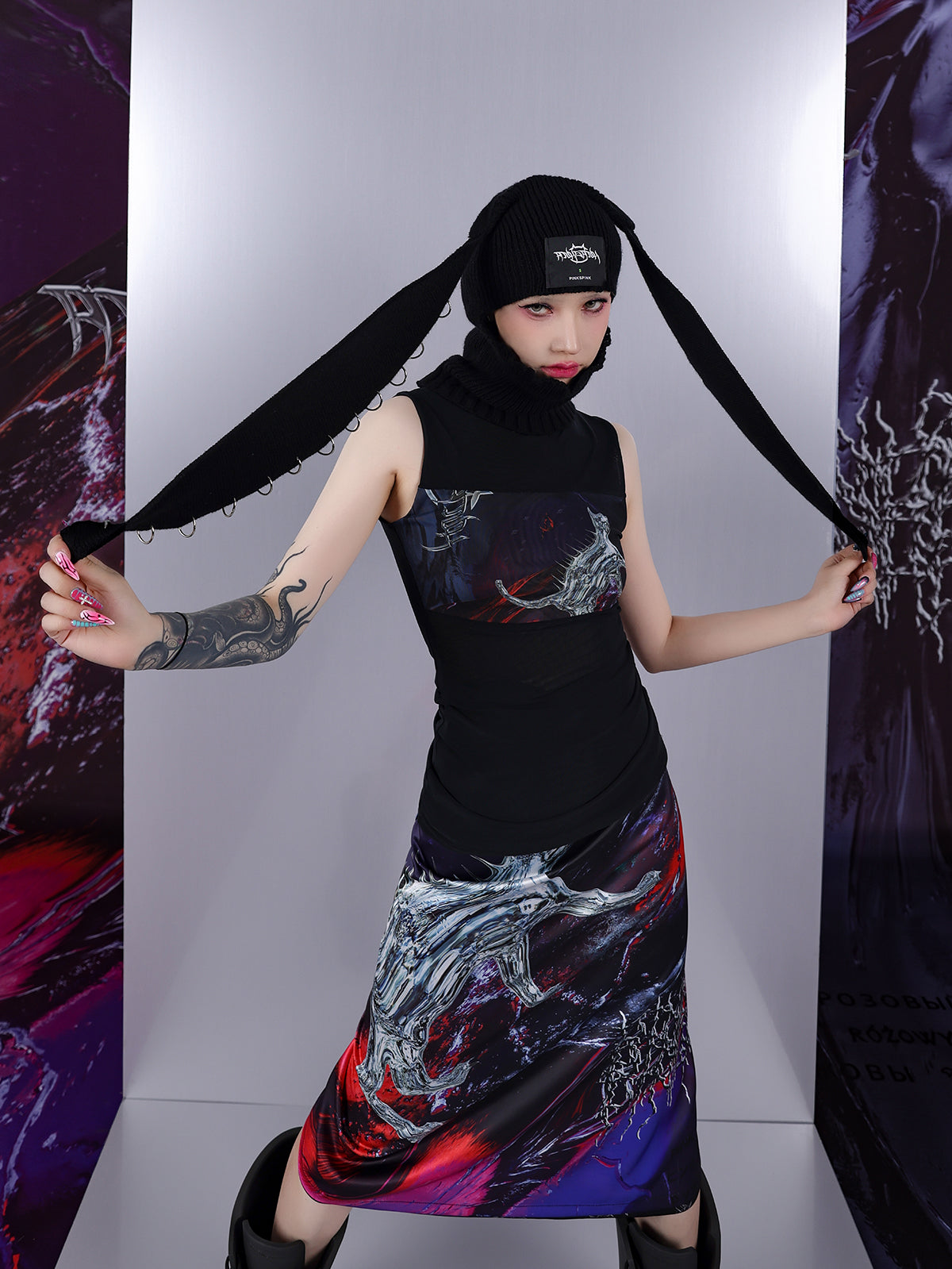 Psychedelic Mesh Sleeveless Top